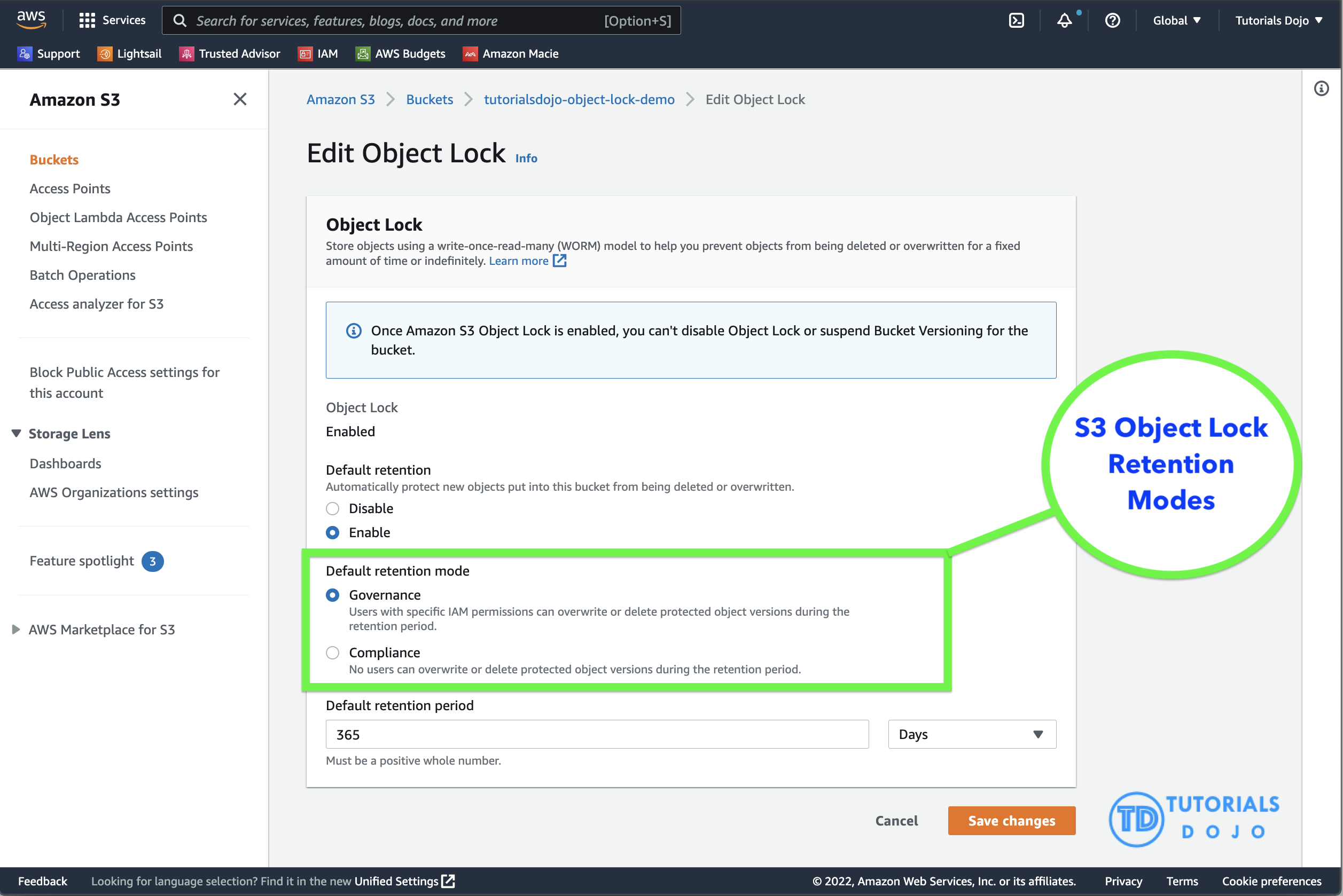 Amazon S3 Object Lock Retention Modes
