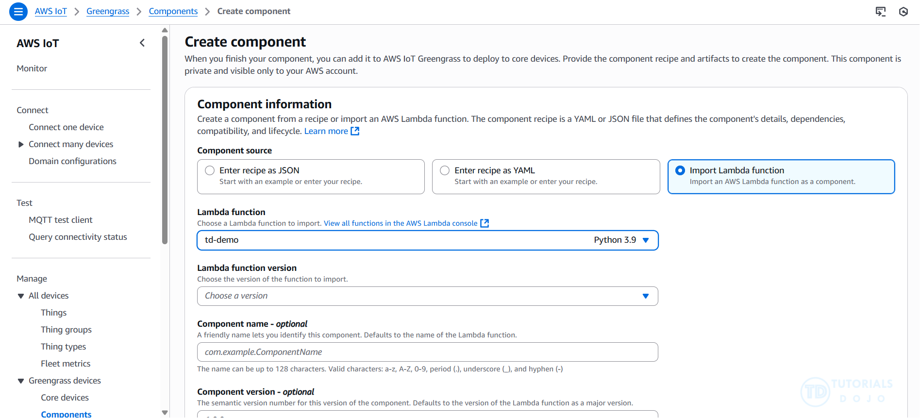 AWS IoT Greengrass Components