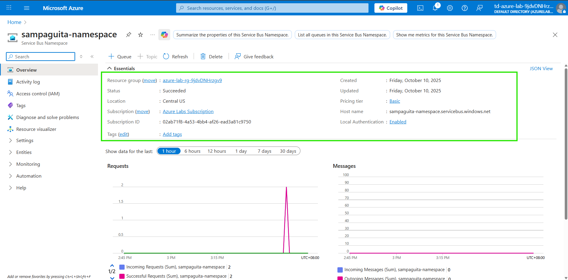 Guided Lab: Creating an Azure Service Bus Namespace - Tutorials Dojo
