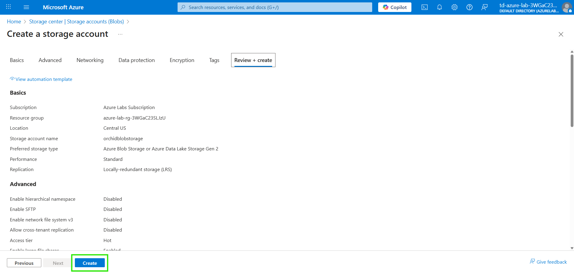 Guided Lab: How to Create Azure Blob Storage in a Storage Account ...