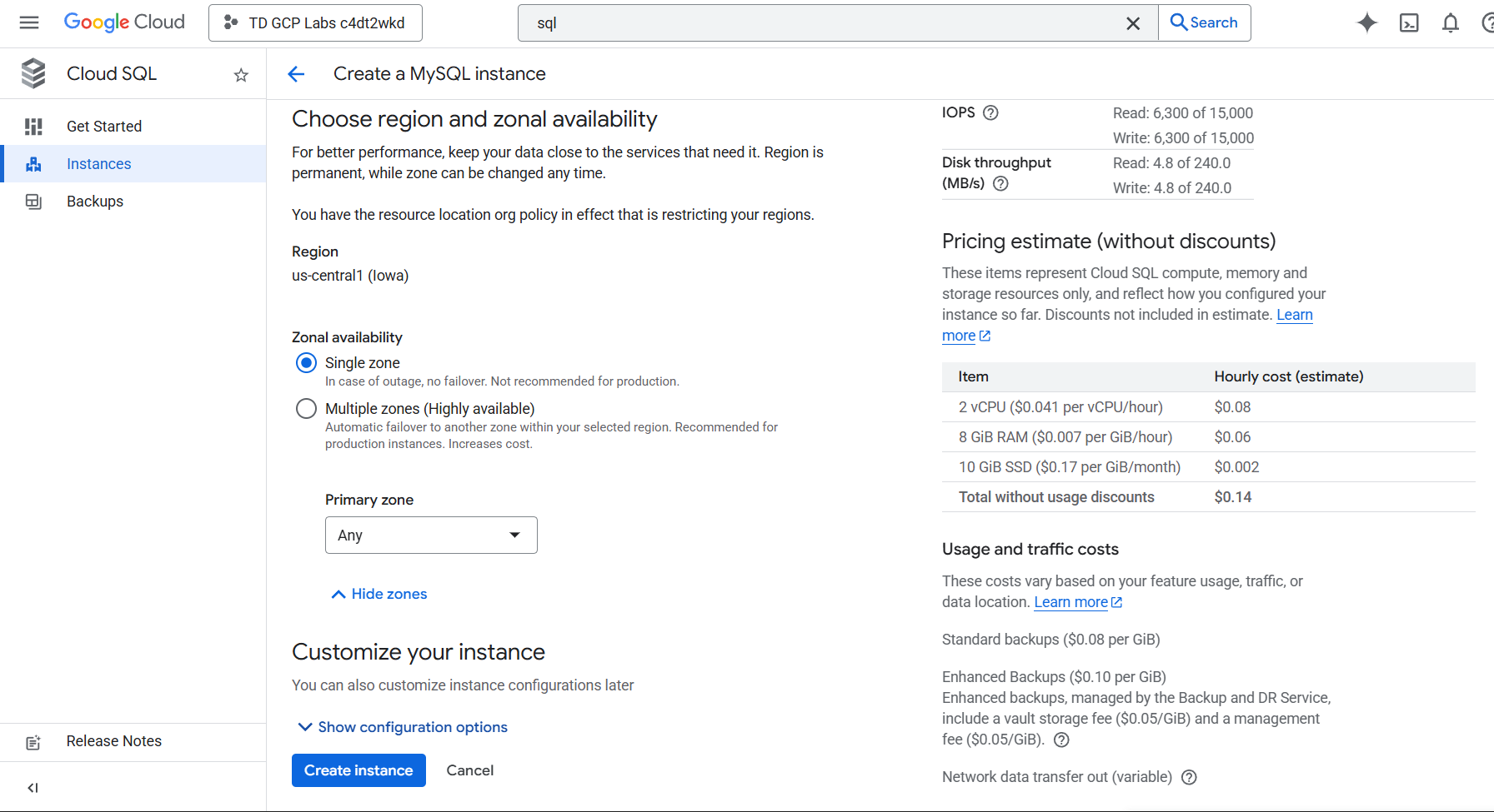 Guided Lab: Creating a Cloud SQL Instance - Tutorials Dojo