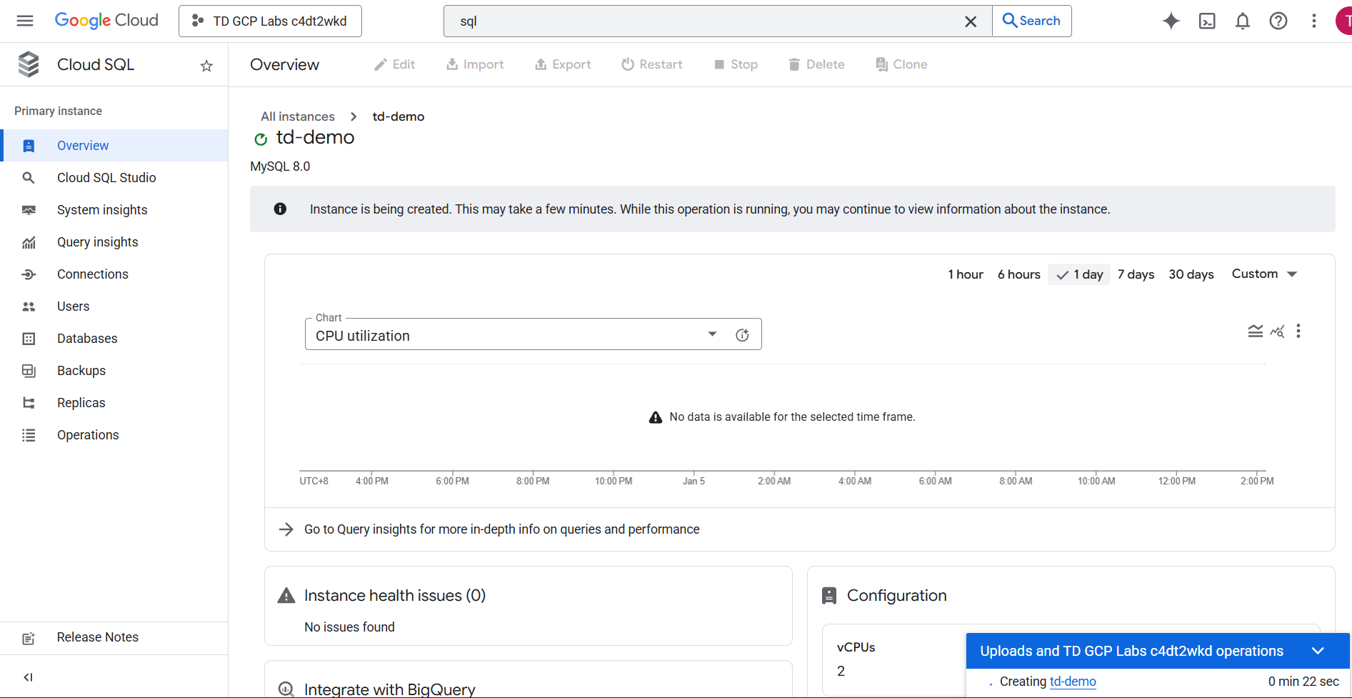 Guided Lab: Creating a Cloud SQL Instance - Tutorials Dojo