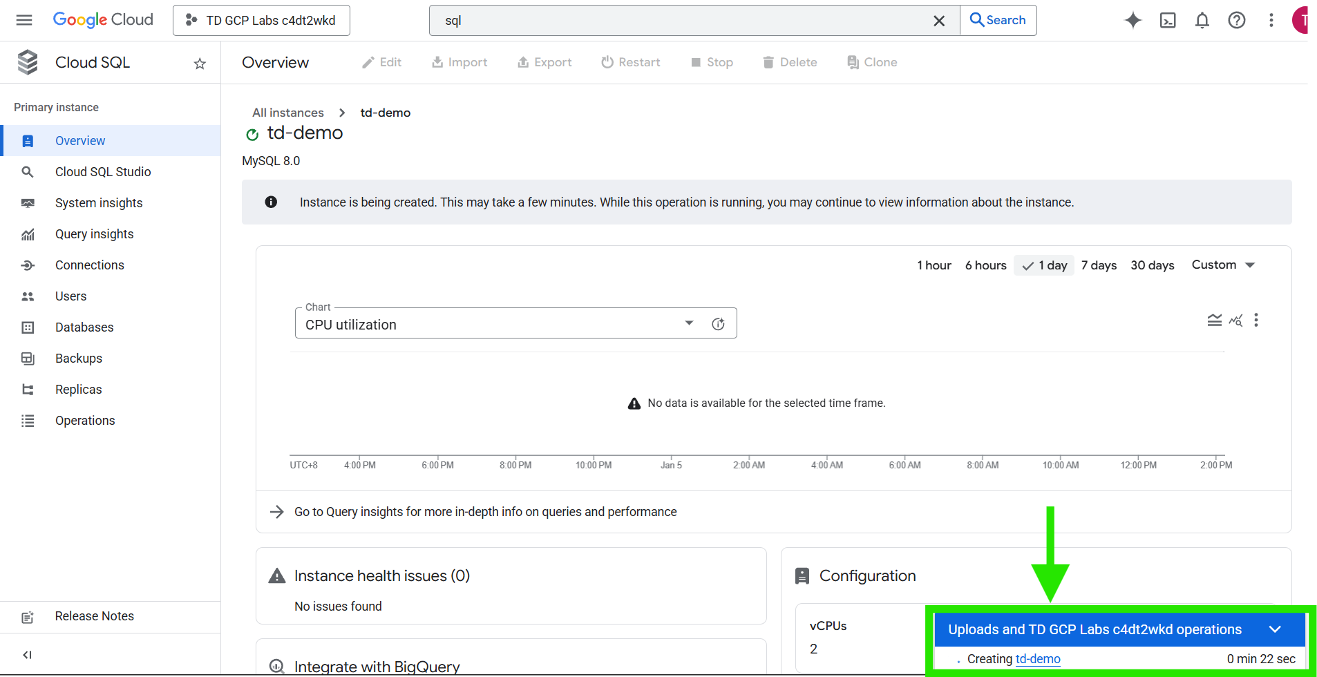 Guided Lab: Creating a Cloud SQL Instance - Tutorials Dojo