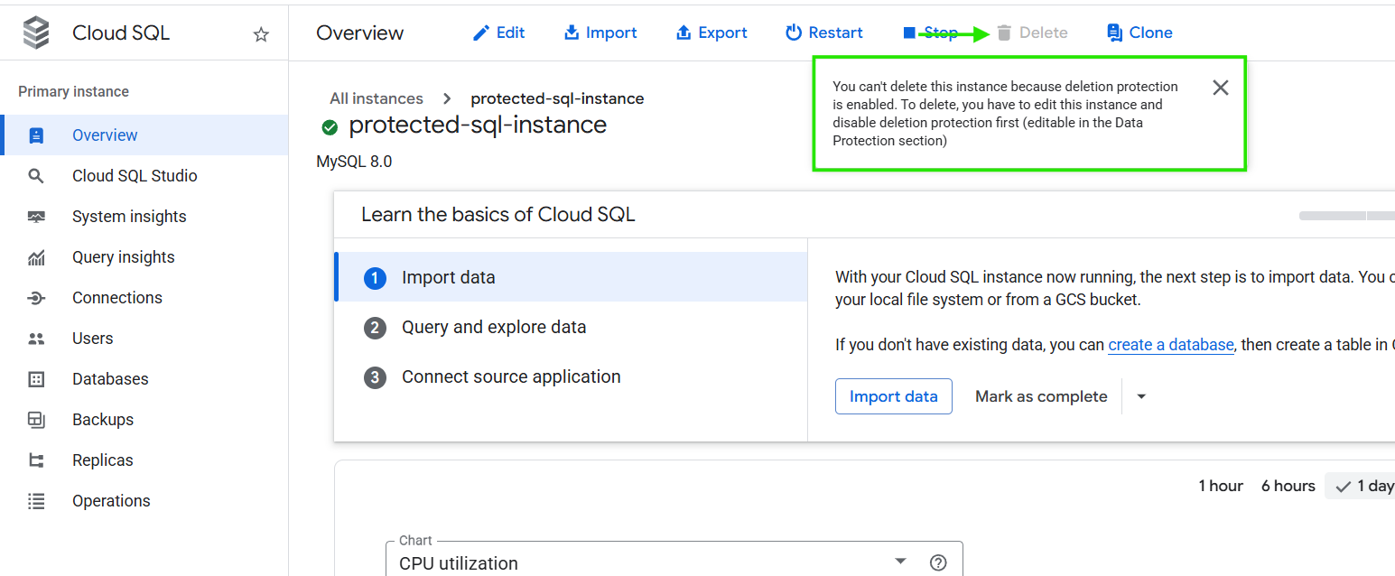 Guided Lab: Guarding Your Cloud SQL Instances with Deletion Protection ...