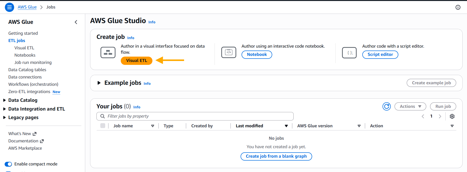 Guided Lab: Simplifying ETL Job Creation with AWS Glue Visual ETL ...