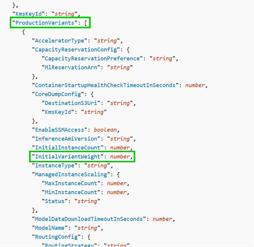 ProductionVariant and InitialVariantWeight