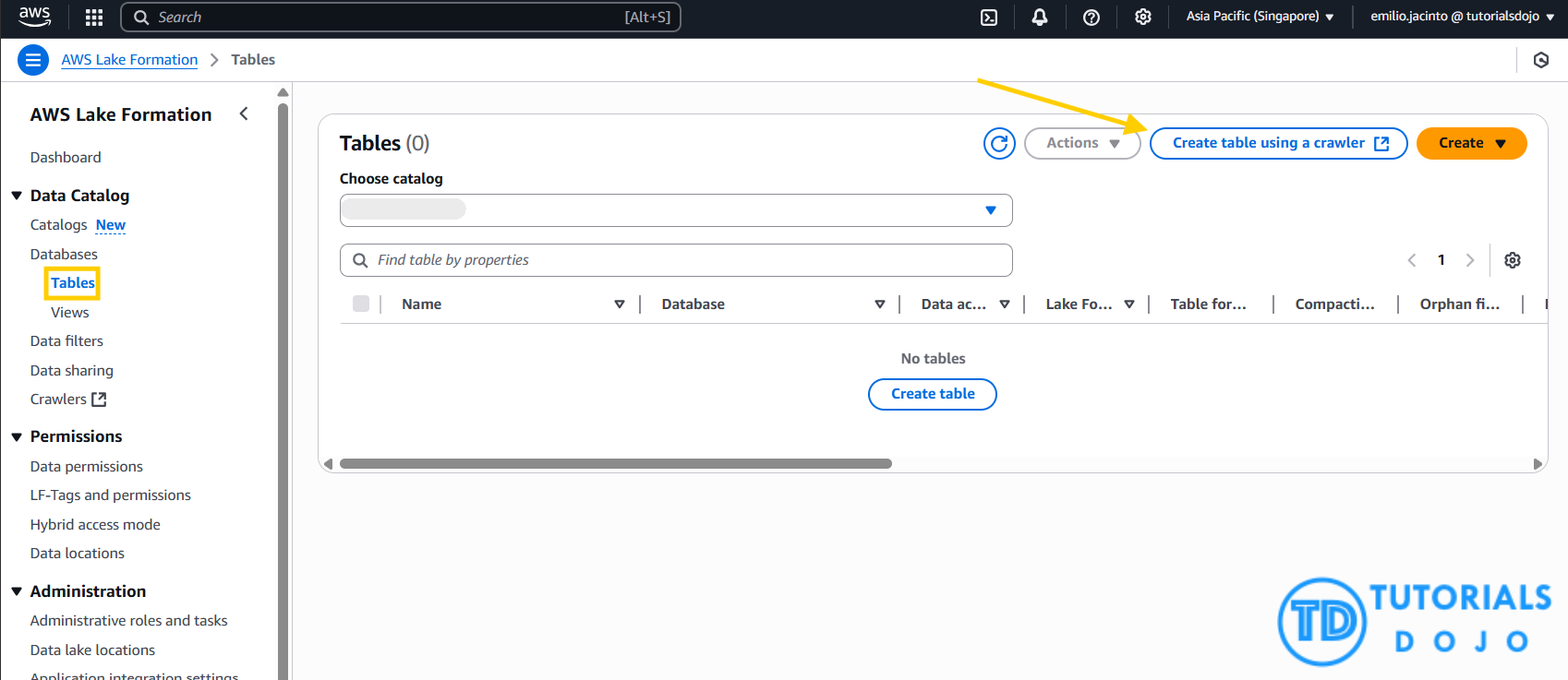 AWS Lake Formation Glue Crawler
