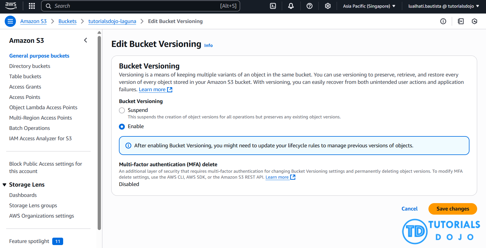 Amazon S3 Bucket Versioning